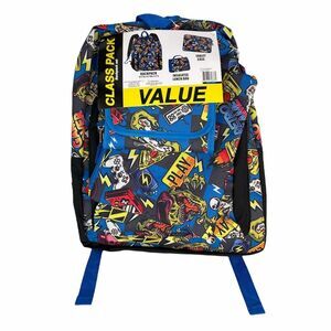 MAD Video Game Backpack, Lunch Bag & Tablet Case, Blue